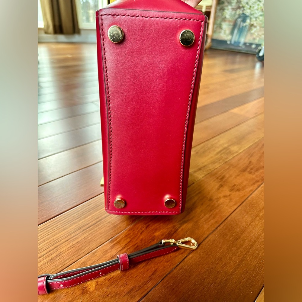 Michael Kors Deep Red Leather Satchel with Scarf and detachable Crossbody Strap. - Picture 8 of 11